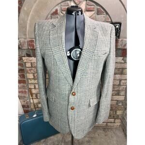 blazer plaid Vintage 1980s gray blue brown